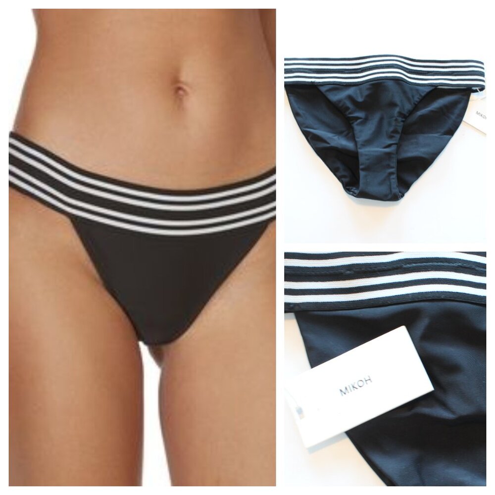 Mikoh Swim Bikini Bottom Kaupo Black Large NWT